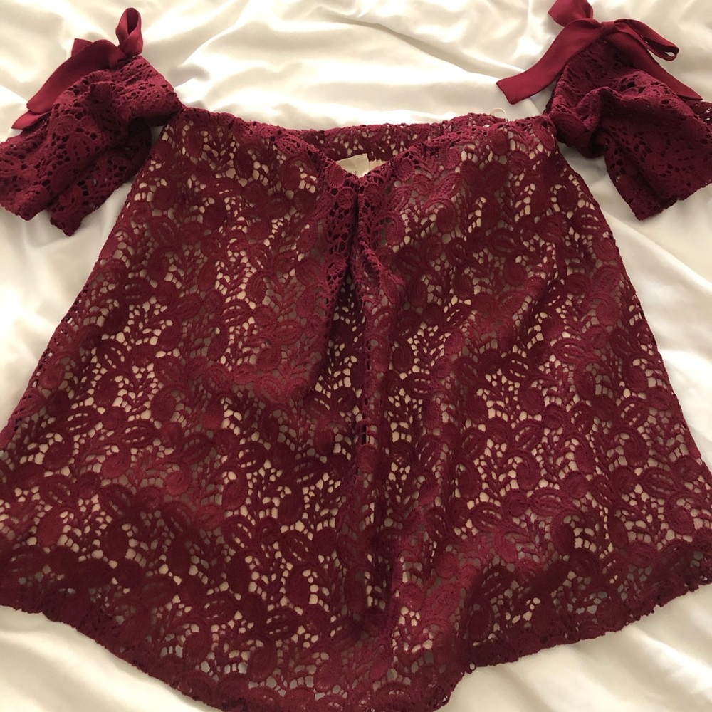 Off the shoulder lace shirt
